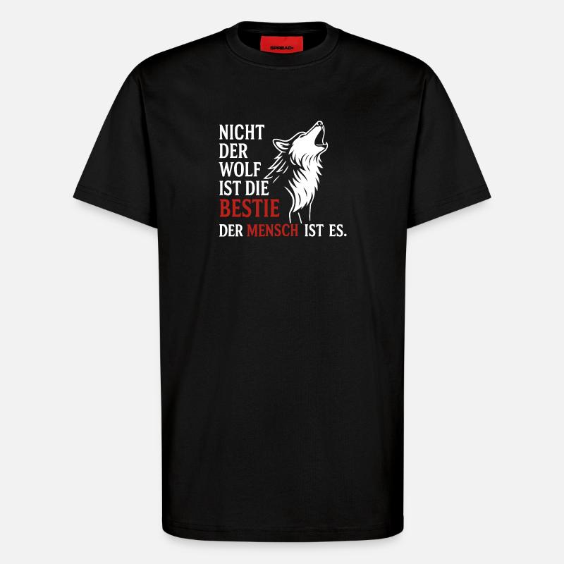 CoolesWolfs Design mit Spruch - T-Shirt - made by SPREAD - SOLID BLACK