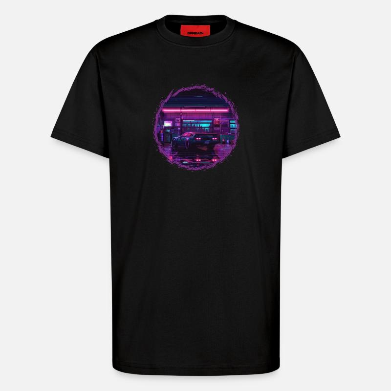 Neon Garage – Édition RétroRift Nuit - T-shirt bio décontracté fabriqué en UE - SOLID BLACK