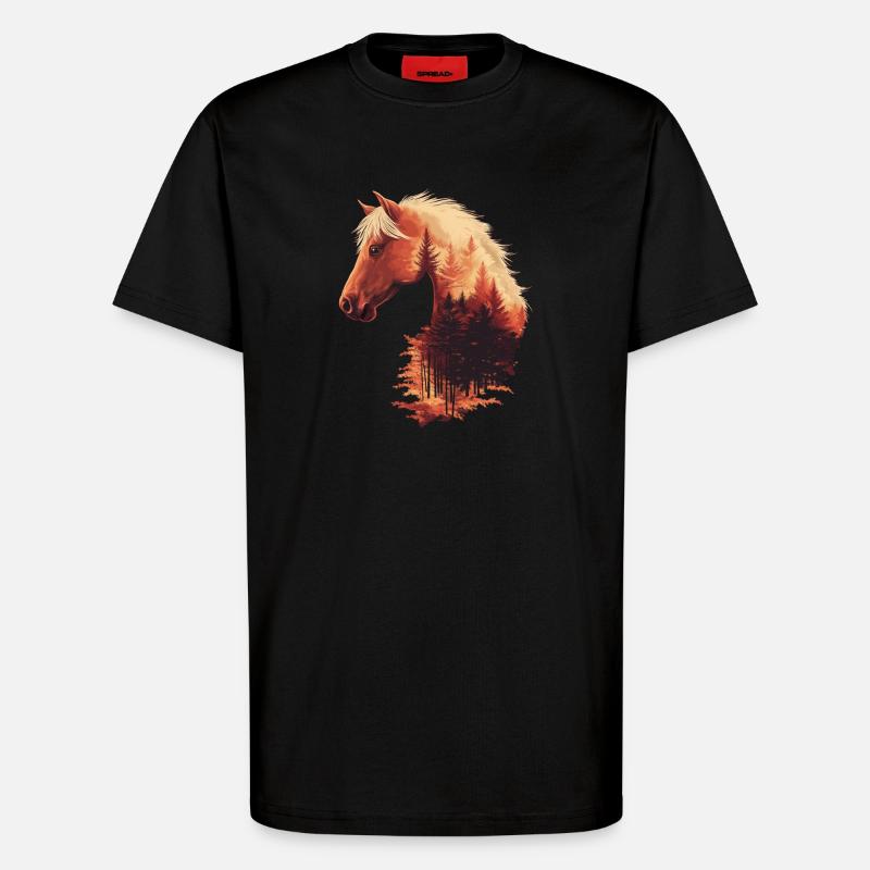 Pferd Herbst - T-Shirt - made by SPREAD - SOLID BLACK