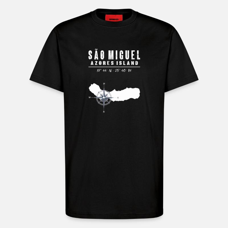 São Miguel Azoren Kompass Retro - T-Shirt - made by SPREAD - SOLID BLACK