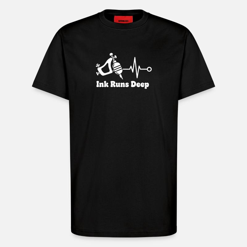 Ink Runs Deep Tattoo Pulse - T-Shirt - made by SPREAD - SOLID BLACK