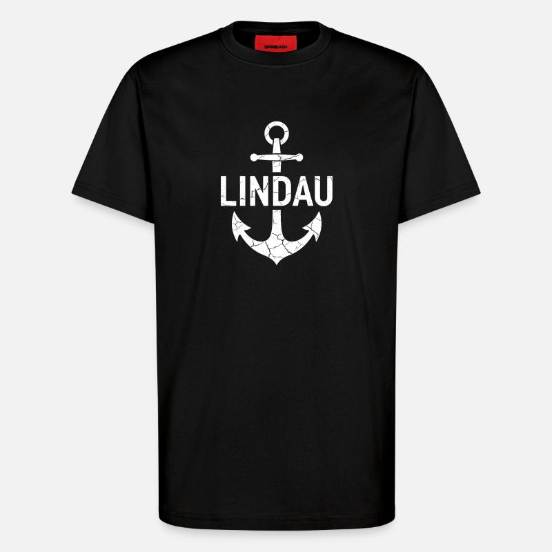 Anker Lindau Bodensee - T-Shirt - made by SPREAD - SOLID BLACK
