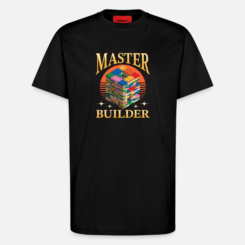 Blocs de construction Enfants Brick Builder - T-shirt bio décontracté fabriqué en UE - SOLID BLACK