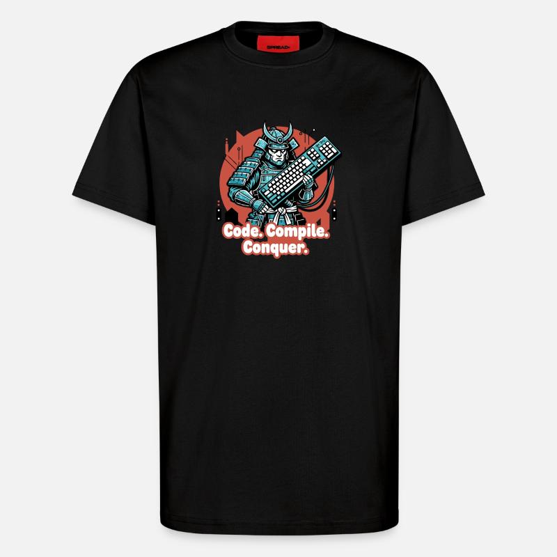 Code Battle Samurai avec clavier - T-shirt bio décontracté fabriqué en UE - SOLID BLACK
