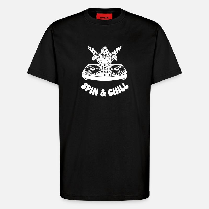 Spinn & Chill DJ Eiscreme - T-Shirt - made by SPREAD - SOLID BLACK
