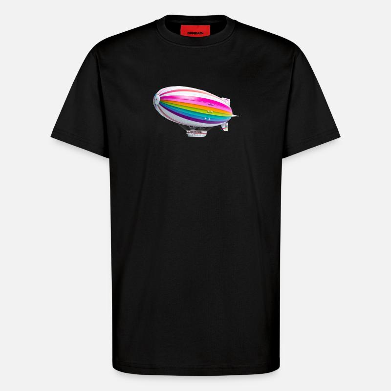 Regenbogen Zeppelin Druck - T-Shirt - made by SPREAD - SOLID BLACK