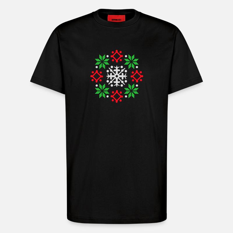 Schneeflocken Muster Weihnachtspullover Schnee - T-Shirt - made by SPREAD - SOLID BLACK