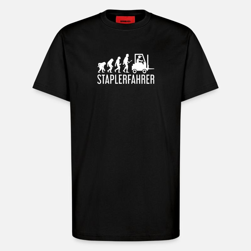 Staplerfahrer Evolution - T-Shirt - made by SPREAD - SOLID BLACK