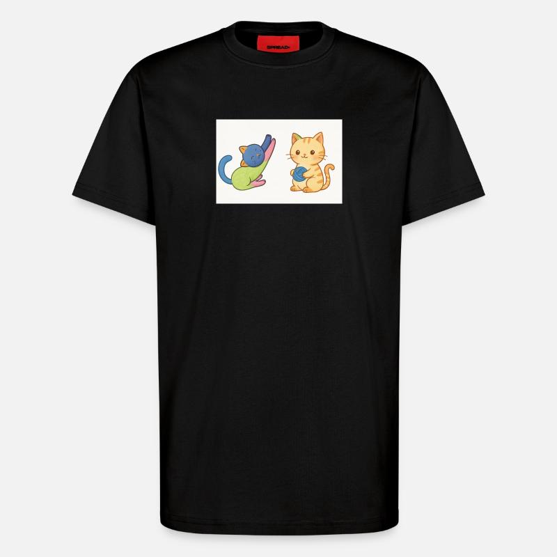 Verspieltes Duo aus Kätzchen und Garn - T-Shirt - made by SPREAD - SOLID BLACK