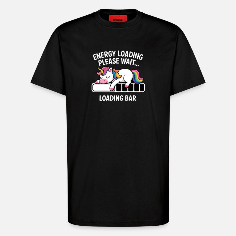 Einhorn Energie Loading Please Wait - T-Shirt - made by SPREAD - SOLID BLACK