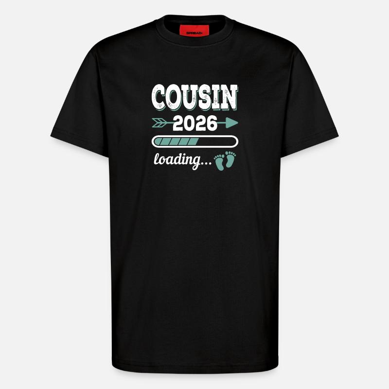 Cousin 2026 Loading Großer Cousin - T-Shirt - made by SPREAD - SOLID BLACK