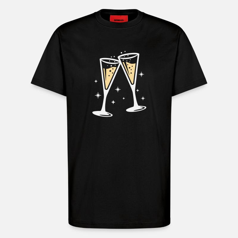 Sektglas Prosecco Sekt Alkohol Prost - T-shirt bio décontracté fabriqué en UE - SOLID BLACK