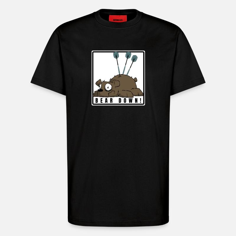 Lustiges Darts Comic Motiv. BEAR DOWN ! - T-Shirt - made by SPREAD - SOLID BLACK