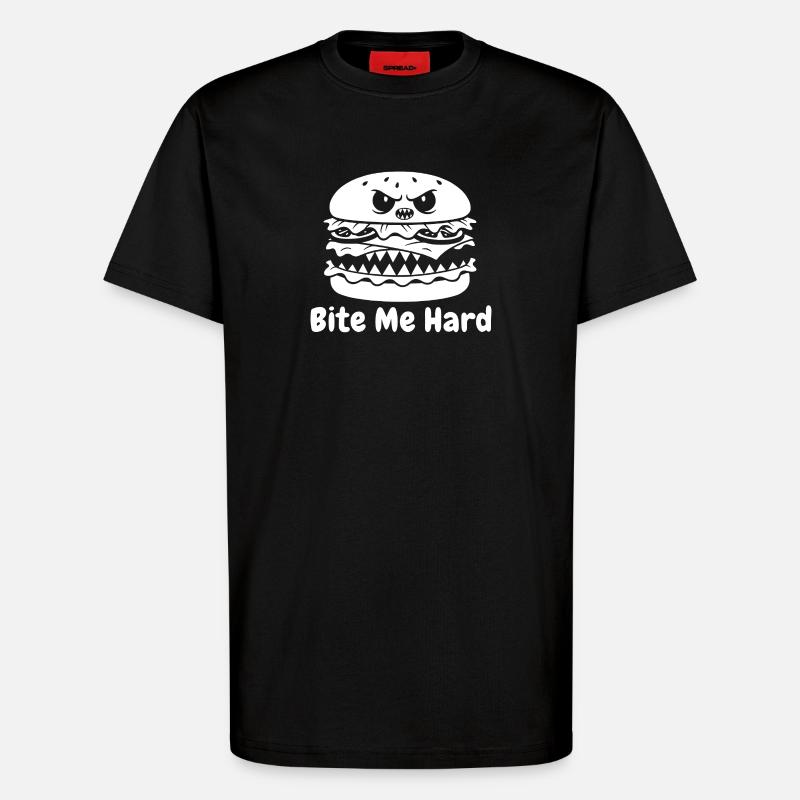 Wütender Hamburger Bite Design - T-Shirt - made by SPREAD - SOLID BLACK