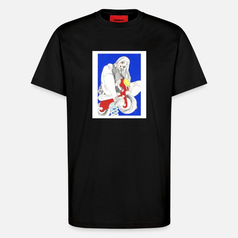 Buntes Manga-Mädchen - T-Shirt - made by SPREAD - SOLID BLACK
