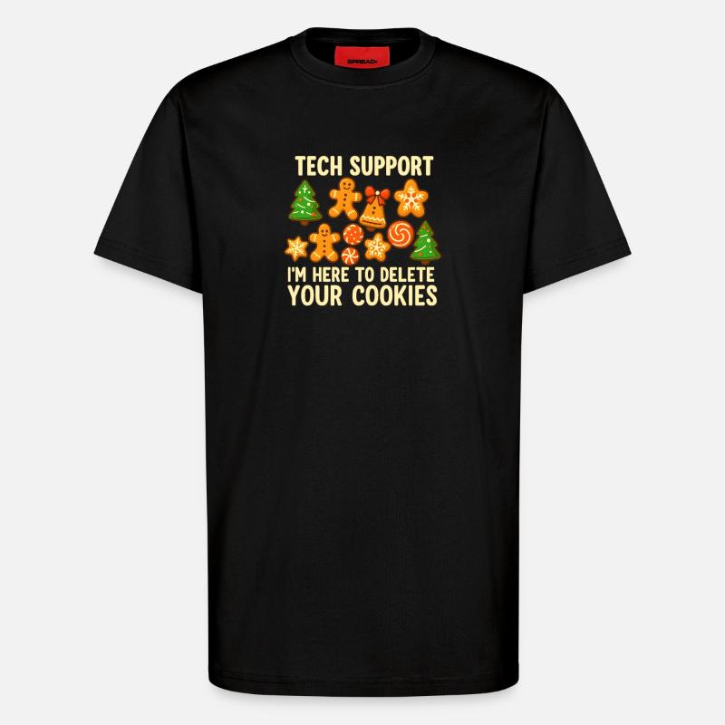 Support technique Cookie Noël Mème - T-shirt bio décontracté fabriqué en UE - SOLID BLACK