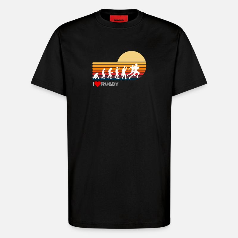 Rugby Retro Evolution Sunset - T-Shirt - made by SPREAD - SOLID BLACK