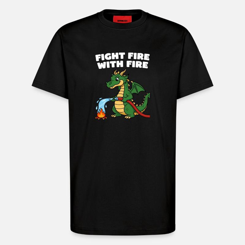 Drachenrettung mit Wasserstrahl - T-Shirt - made by SPREAD - SOLID BLACK