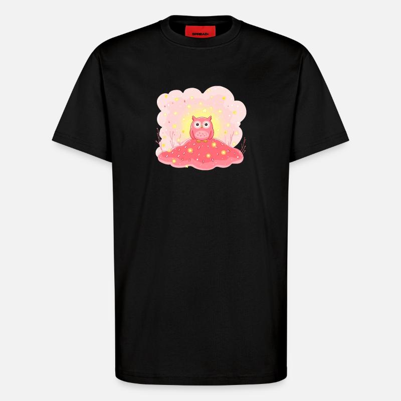 Zarte Eulenstern auf Rosenhügel - T-Shirt - made by SPREAD - SOLID BLACK