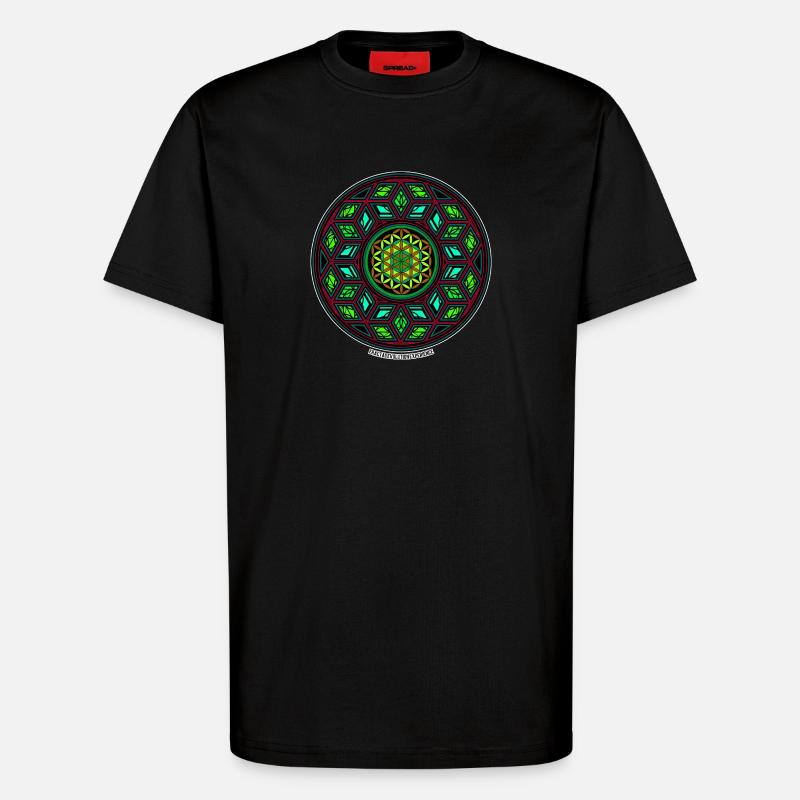 Fractal Evolution Kaleidoskop Mandala Muster Yoga - T-Shirt - made by SPREAD - SOLID BLACK