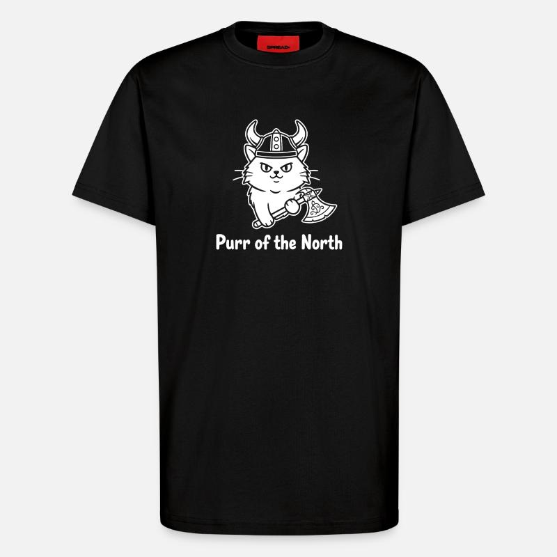 Viking Katze mit Axt - T-Shirt - made by SPREAD - SOLID BLACK