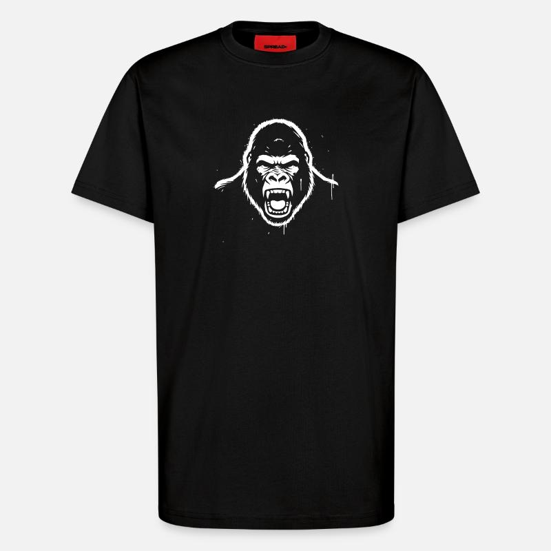 wuetender-gorilla-stencil-grunge-vector_path12 - T-Shirt - made by SPREAD - SOLID BLACK