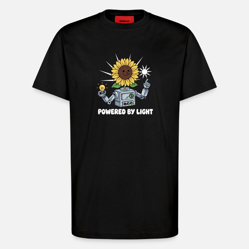 Sunflower Robot Light Ideas - T-Shirt - made by SPREAD - SOLID BLACK