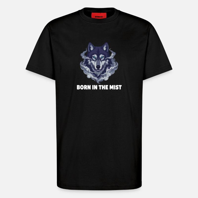 Nebelwolf : Wolfkopf dans la brume - T-shirt bio décontracté fabriqué en UE - SOLID BLACK