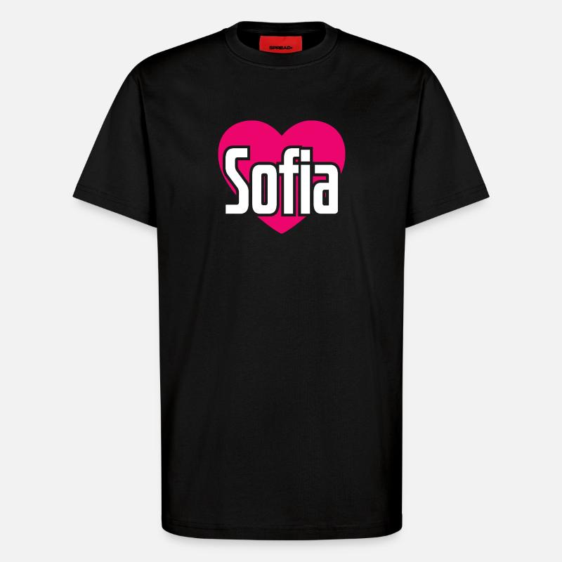 J’aime Sofia Coeur rose J’aime Sofia - T-shirt bio décontracté fabriqué en UE - SOLID BLACK