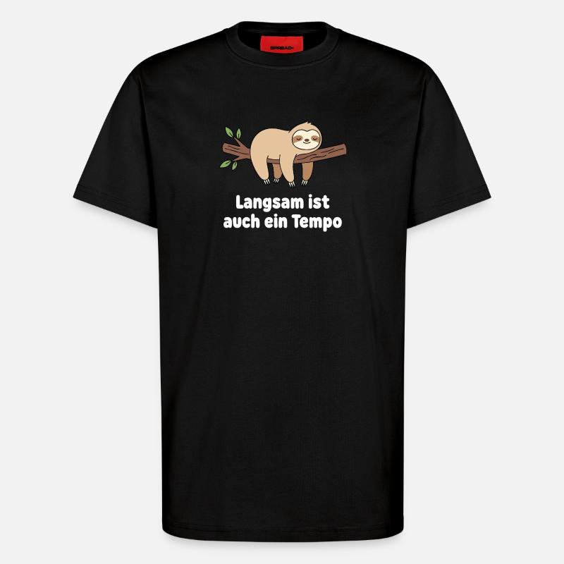 Slow Sloth Tempo Design - T-Shirt - made by SPREAD - SOLID BLACK