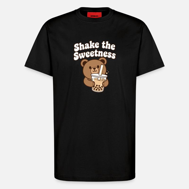 Kawaii Bär mit Bubble Tea - T-Shirt - made by SPREAD - SOLID BLACK
