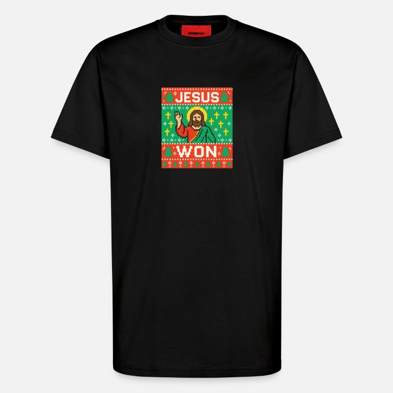 Jesus Won hässlicher Weihnachtspullover-Stil, christlich - T-Shirt - made by SPREAD - SOLID BLACK