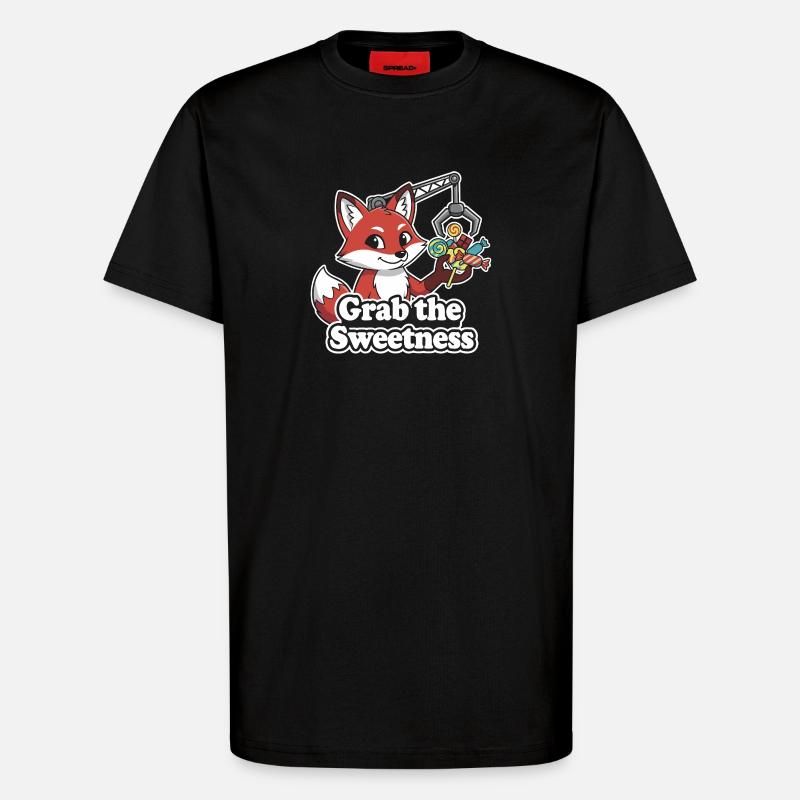 Fox reaches for sweets - T-Shirt - made by SPREAD - SOLID BLACK
