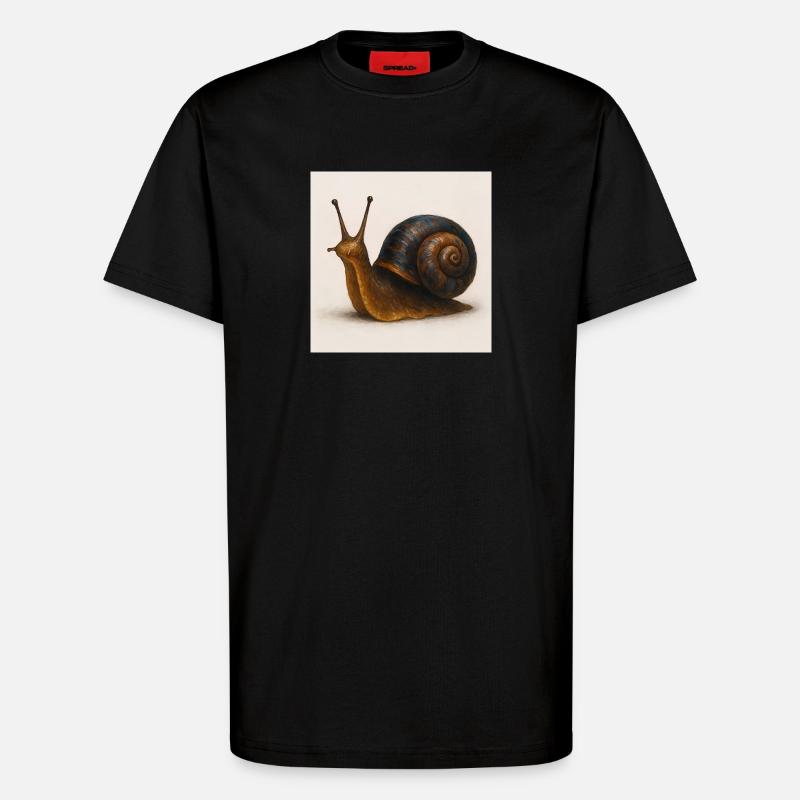 Snail with blue shimmer shell - T-Shirt - made by SPREAD - SOLID BLACK