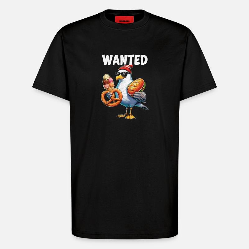Gesucht Möwe Brezel Eiscreme - T-Shirt - made by SPREAD - SOLID BLACK