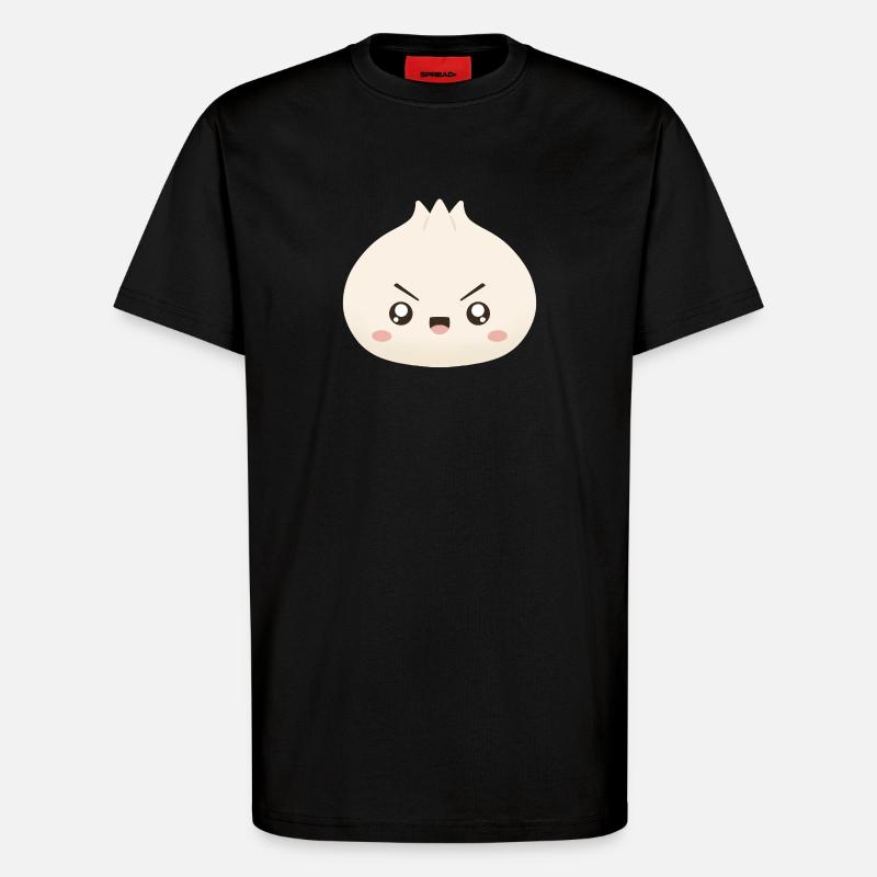 Grumpy Dumpling Cute Mascot - T-Shirt - made by SPREAD - SOLID BLACK