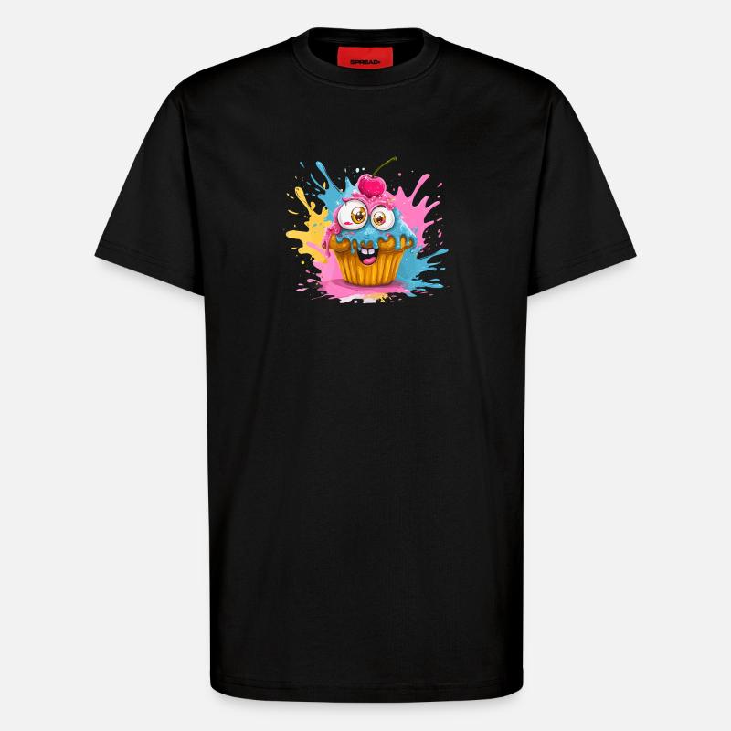 Bunter Cupcake mit Glubschaugen - T-Shirt - made by SPREAD - SOLID BLACK