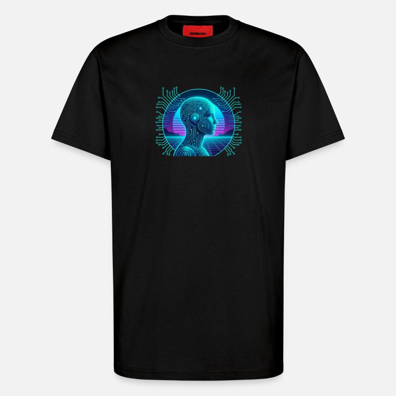 Artificial Intelligence Cyberpunk Neon Circuit - T-Shirt - made by SPREAD - SOLID BLACK