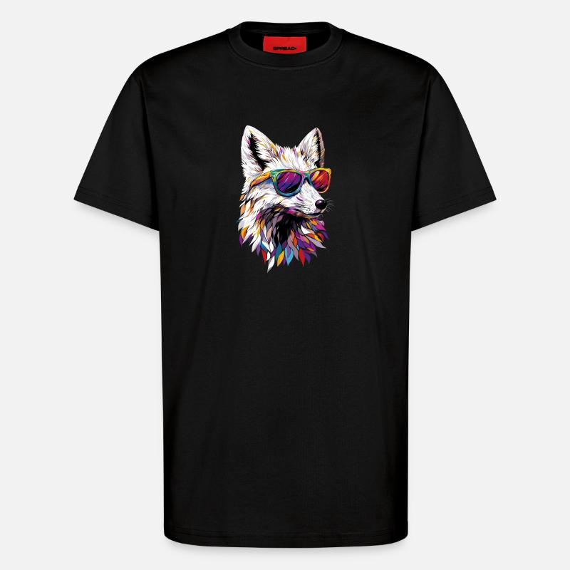 Polarfuchs Schneefuchs Eisfuchs Süßer Weißer Fuchs - T-Shirt - made by SPREAD - SOLID BLACK