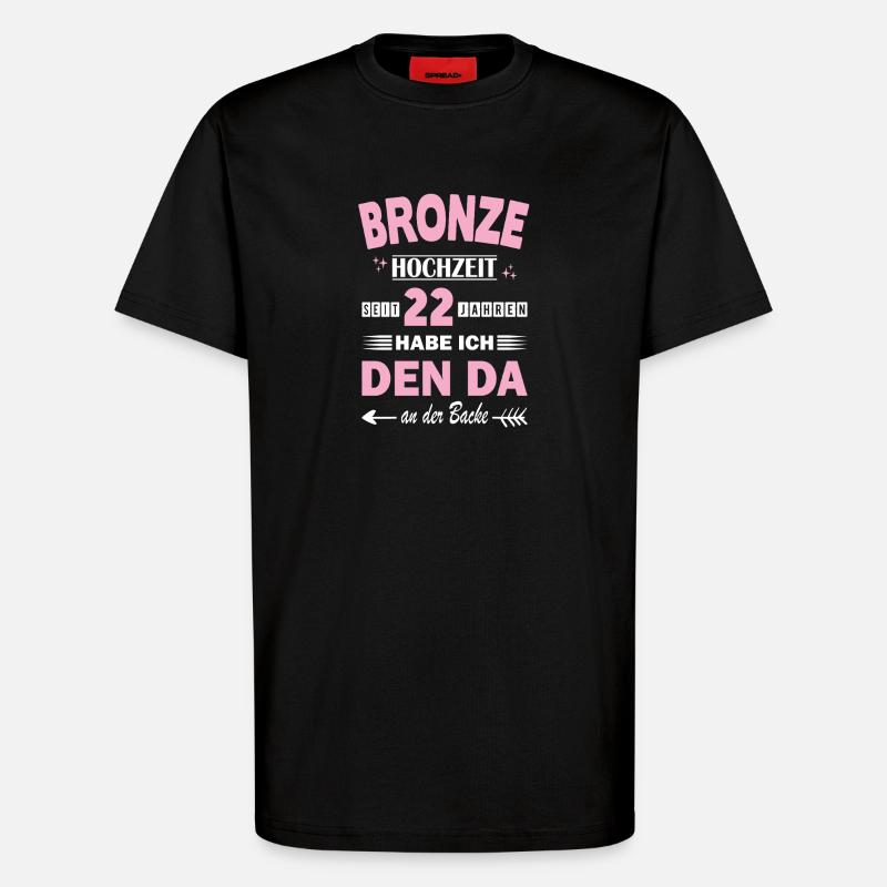 Bronzebryllup 22 bryllupsdag bryllupsdag bryllupsdag hustru - Organic relaxed T-shirt made in EU - SOLID BLACK
