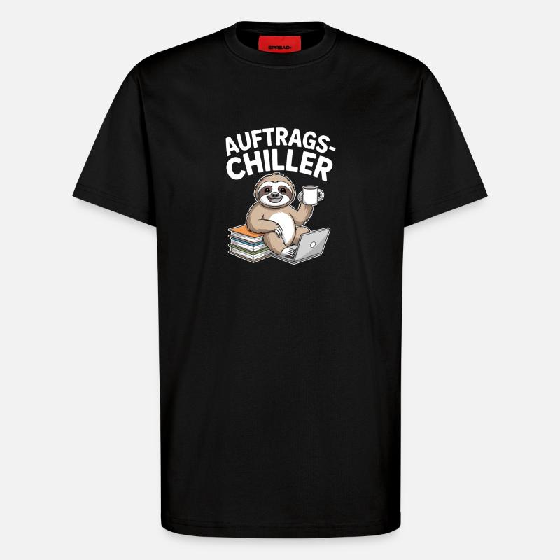 Commander Chiller Commander Chiller Bureau Sloth - T-shirt bio décontracté fabriqué en UE - SOLID BLACK