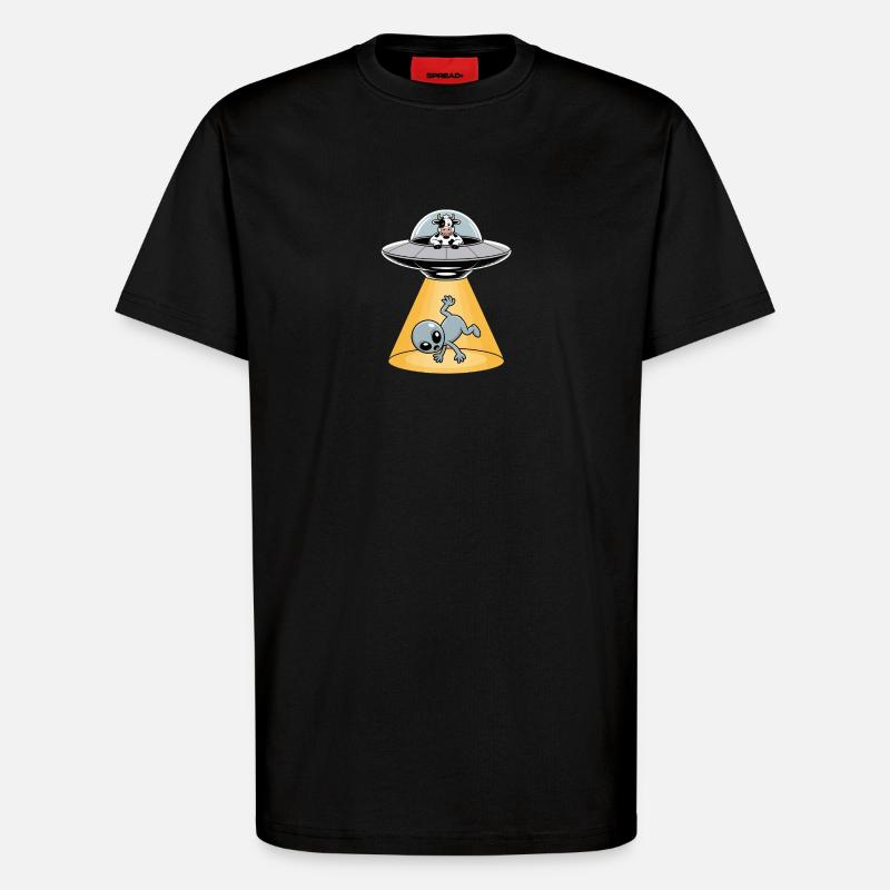 Kuh entführt einen Alien – Cooles Alien-Logo - T-Shirt - made by SPREAD - SOLID BLACK