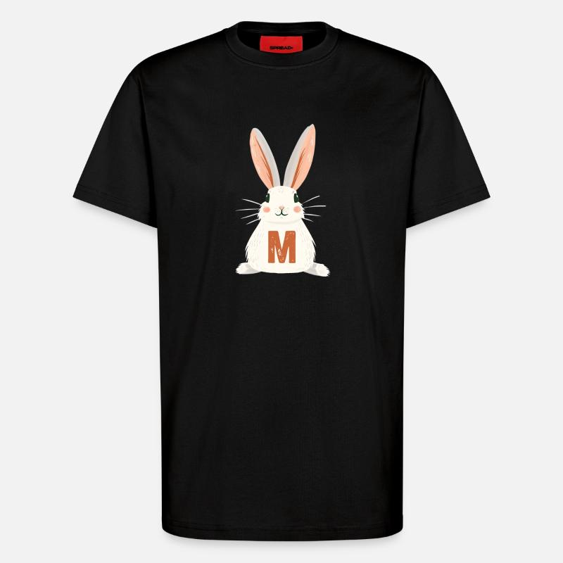 M -Buchstabe - Hase - Personalisierbar - T-Shirt - made by SPREAD - SOLID BLACK