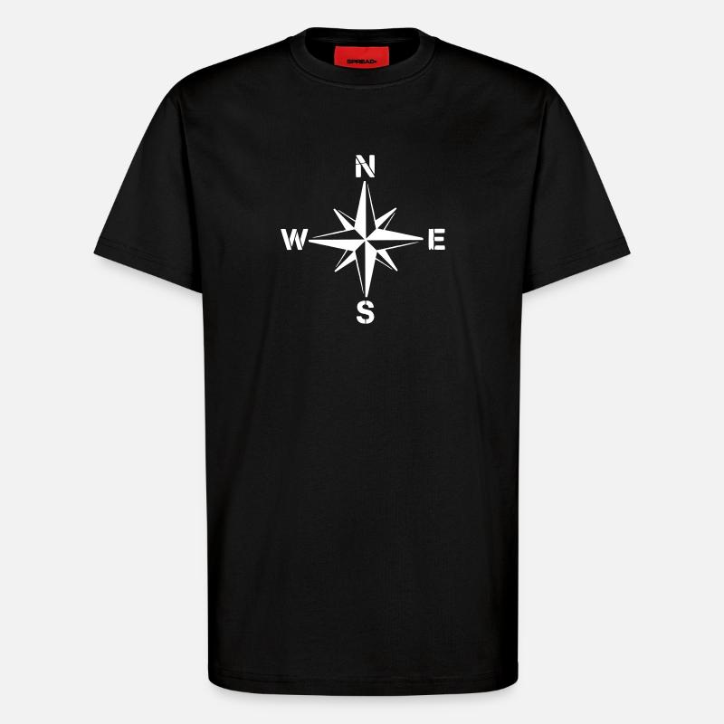 Compass Wind Rose Clean Navigation - T-Shirt - made by SPREAD - SOLID BLACK