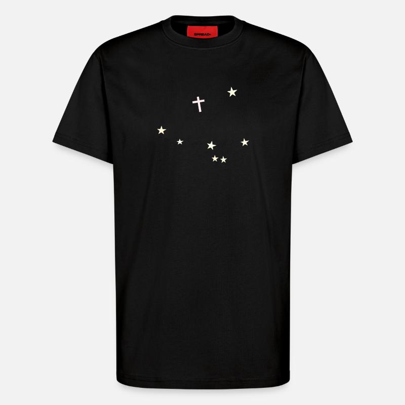 Croix dans le ciel étoilé - T-shirt bio décontracté fabriqué en UE - SOLID BLACK