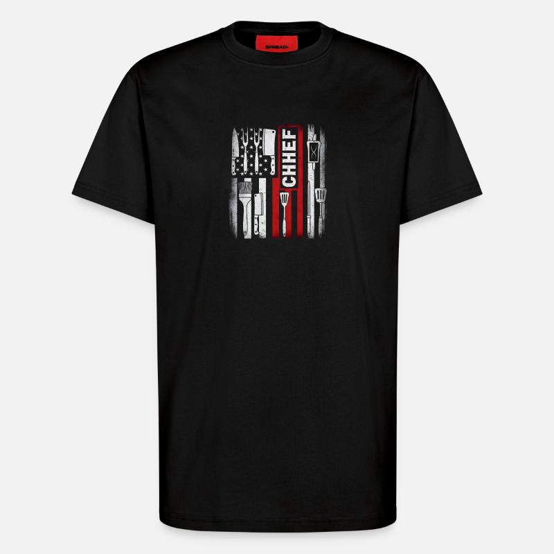  Chef American Flag - T-Shirt - made by SPREAD - SOLID BLACK