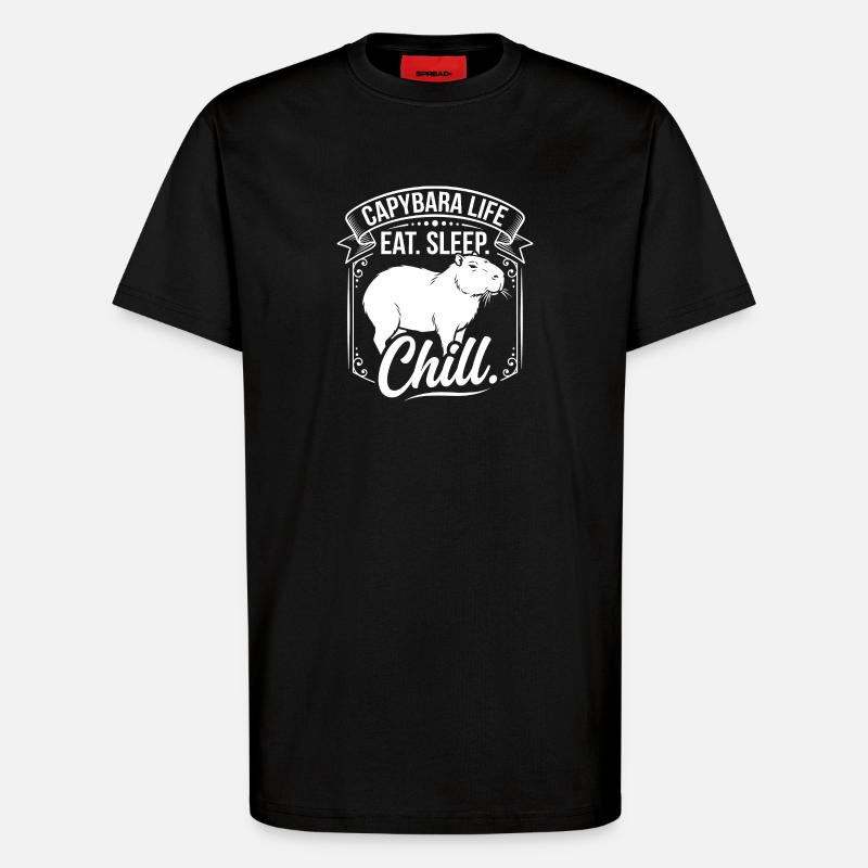 Capybara Life: Eat Sleep Chill - T-Shirt - made by SPREAD - SOLID BLACK