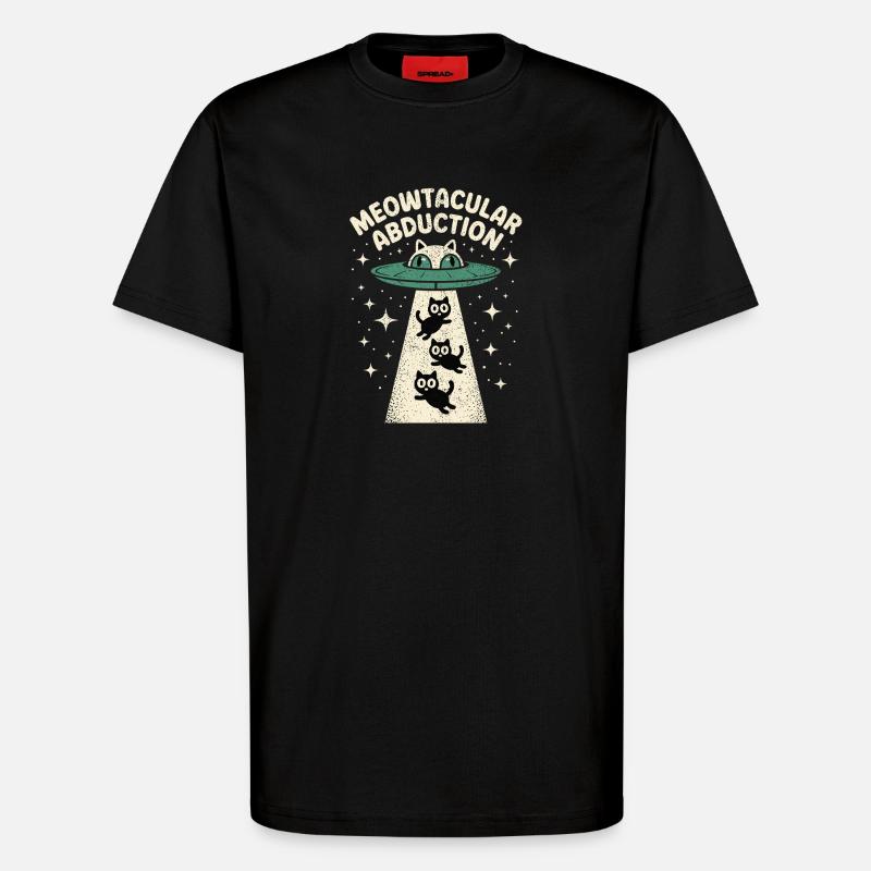 Funny Cat Alien Abduction - T-Shirt - made by SPREAD - SOLID BLACK