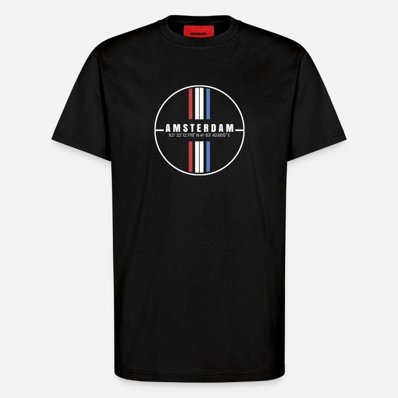 Amsterdam Coordinates - T-Shirt - made by SPREAD - SOLID BLACK