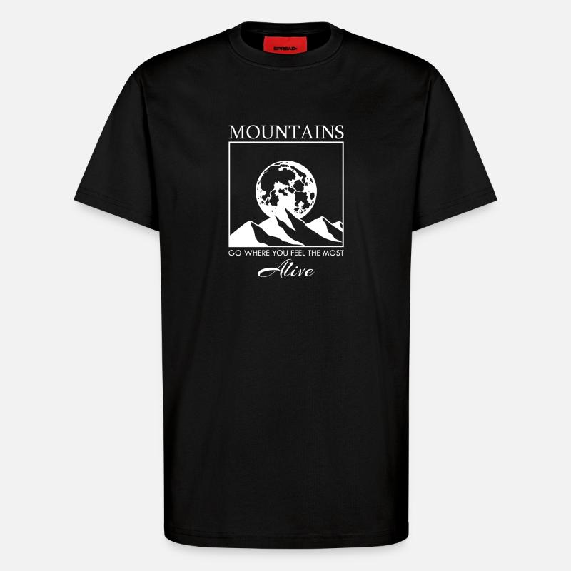Mountain Range with the Moon - T-Shirt - made by SPREAD - SOLID BLACK